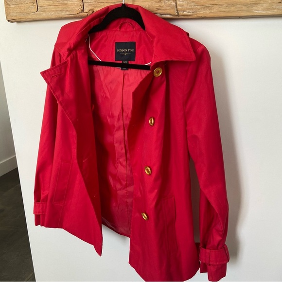 London Fog Red Short Trench Coat - Picture 13 of 16